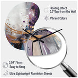 Bold Circles And Marble Fusion IV - Asymmetric Metal Wall Clock