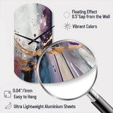 Bold Circles And Marble Fusion IV - Asymmetric Metal Wall Clock