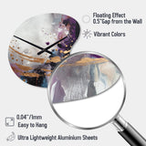 Bold Circles And Marble Fusion IV - Asymmetric Metal Wall Clock
