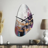 Bold Circles And Marble Fusion IV - Asymmetric Metal Wall Clock