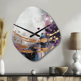 Bold Circles And Marble Fusion IV - Asymmetric Metal Wall Clock