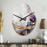 Bold Circles And Marble Fusion IV - Asymmetric Metal Wall Clock