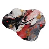 Red And Black Marble Whispers III - Asymmetric Metal Wall Clock