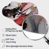 Red And Black Marble Whispers III - Asymmetric Metal Wall Clock