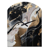 Back And Gold Marble Medley III - Asymmetric Metal Wall Clock