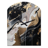 Back And Gold Marble Medley III - Asymmetric Metal Wall Clock