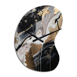 Back And Gold Marble Medley III - Asymmetric Metal Wall Clock