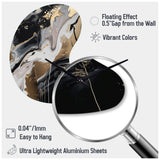 Back And Gold Marble Medley III - Asymmetric Metal Wall Clock