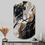 Back And Gold Marble Medley III - Asymmetric Metal Wall Clock