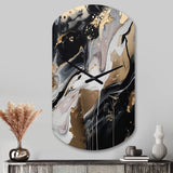 Back And Gold Marble Medley III - Asymmetric Metal Wall Clock