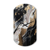 Back And Gold Marble Medley III - Asymmetric Metal Wall Clock