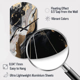 Back And Gold Marble Medley III - Asymmetric Metal Wall Clock