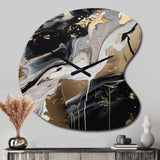 Back And Gold Marble Medley III - Asymmetric Metal Wall Clock