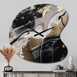Back And Gold Marble Medley III - Asymmetric Metal Wall Clock