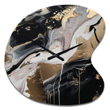 Back And Gold Marble Medley III - Asymmetric Metal Wall Clock