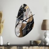 Back And Gold Marble Medley III - Asymmetric Metal Wall Clock