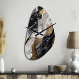 Back And Gold Marble Medley III - Asymmetric Metal Wall Clock