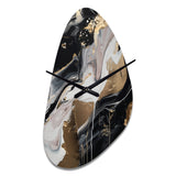 Back And Gold Marble Medley III - Asymmetric Metal Wall Clock
