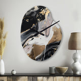 Back And Gold Marble Medley III - Asymmetric Metal Wall Clock
