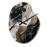 Back And Gold Marble Medley III - Asymmetric Metal Wall Clock