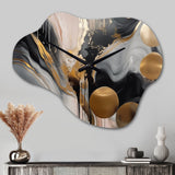Grey And Gold Captivating Marble - Asymmetric Metal Wall Clock
