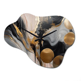Grey And Gold Captivating Marble - Asymmetric Metal Wall Clock