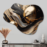 Gold And Black Captivating Marble I - Asymmetric Metal Wall Clock