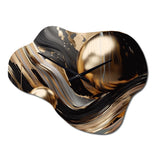 Gold And Black Captivating Marble I - Asymmetric Metal Wall Clock