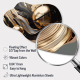 Gold And Black Captivating Marble I - Asymmetric Metal Wall Clock