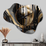 Gold And Black Captivating Marble III - Asymmetric Metal Wall Clock