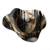 Gold And Black Captivating Marble III - Asymmetric Metal Wall Clock