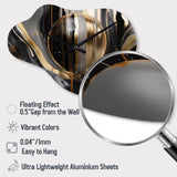 Gold And Black Captivating Marble III - Asymmetric Metal Wall Clock