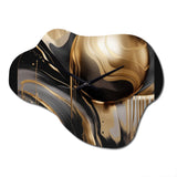 Gold And Black Captivating Marble IV - Asymmetric Metal Wall Clock