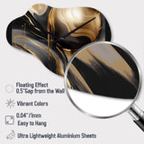 Gold And Black Captivating Marble IV - Asymmetric Metal Wall Clock