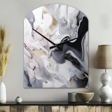 White And Grey Captivating Marble II - Asymmetric Metal Wall Clock