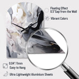 White And Grey Captivating Marble II - Asymmetric Metal Wall Clock