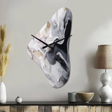 White And Grey Captivating Marble II - Asymmetric Metal Wall Clock