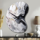 White And Grey Captivating Marble II - Asymmetric Metal Wall Clock