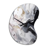 White And Grey Captivating Marble II - Asymmetric Metal Wall Clock