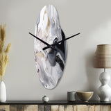 White And Grey Captivating Marble II - Asymmetric Metal Wall Clock