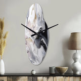 White And Grey Captivating Marble II - Asymmetric Metal Wall Clock