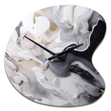 White And Grey Captivating Marble II - Asymmetric Metal Wall Clock