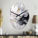White And Grey Captivating Marble II - Asymmetric Metal Wall Clock