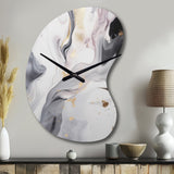 White And Grey Ripples Of Stone I - Asymmetric Metal Wall Clock