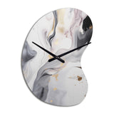 White And Grey Ripples Of Stone I - Asymmetric Metal Wall Clock