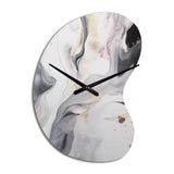 White And Grey Ripples Of Stone I - Asymmetric Metal Wall Clock