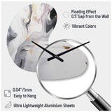 White And Grey Ripples Of Stone I - Asymmetric Metal Wall Clock