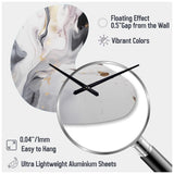 White And Grey Ripples Of Stone I - Asymmetric Metal Wall Clock