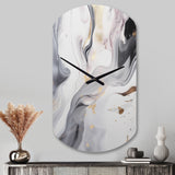 White And Grey Ripples Of Stone I - Asymmetric Metal Wall Clock