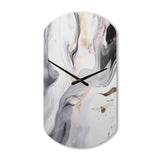 White And Grey Ripples Of Stone I - Asymmetric Metal Wall Clock
